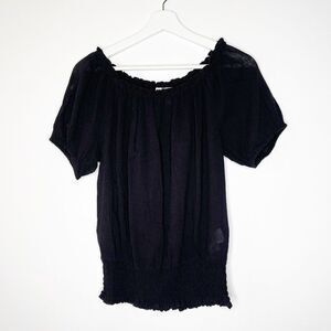 MICHAEL KORS Black Off The Shoulder Blouse 